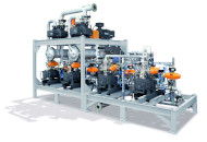 Vakuumsystem mit vier Schrauben-Vakuumpumpen als Vorpumpen