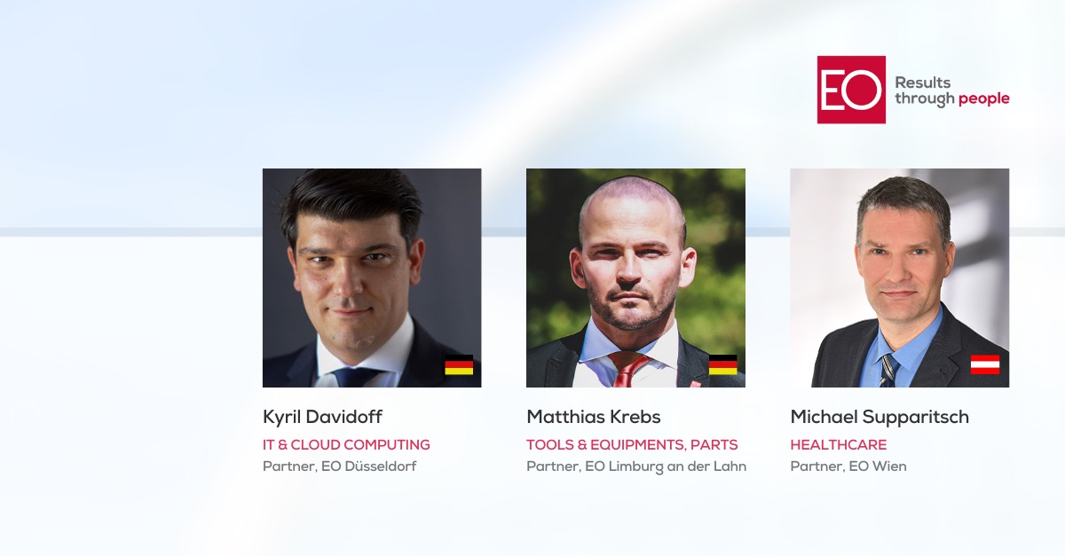 Die drei neuen Partner von EO Executives (v.l.n.r.): Kyril Davidoff, Matthias Krebs und Michael Supp