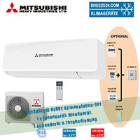 MITSUBISHI HEAVY Klimaanlage Set SRK 25 ZS-W Wandgerät + SRC 25 ZS-W R32 - 2,5 KW für 1 Zimmer