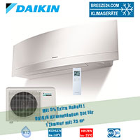 Daikin Klimaanlage Wandgerät Emura Wifi 2,4 kW - FTXJ25MW + RXJ25M R32 für 1 Zimmer mit 25 m²