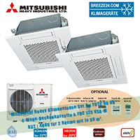 Mitsubishi Heavy Klimaanlagen Set 2 x FDTC 60 VH 4-Wege-Deckenkassette & FDC 125 VSA-W für 2 Räume Mitsubishi Heavy Klimaanlagen Set 2 x FDTC 60 VH 4-Wege-Deckenkassette & FDC 125 VSA-W für 2 Räume