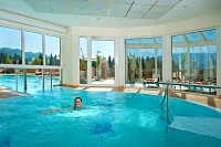 Indoorpool mit Aussicht (Hotel Alpina)