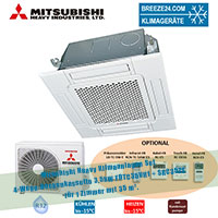 Mitsubishi Heavy Klimaanlagen Set 4-Wege-Deckenkassette FDTC35VH1 + SRC35ZS-W2 R32 für 1 Zimmer Mitsubishi Heavy Klimaanlagen Set 4-Wege-Deckenkassette FDTC35VH1 + SRC35ZS-W2 R32 für 1 Zimmer