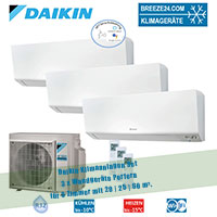 Daikin Klimaanlagen Set Wandgeräte Perfera FTXM20R + FTXM25R + FTXM60R + 4MXM80N R32 für 3 Zimmer