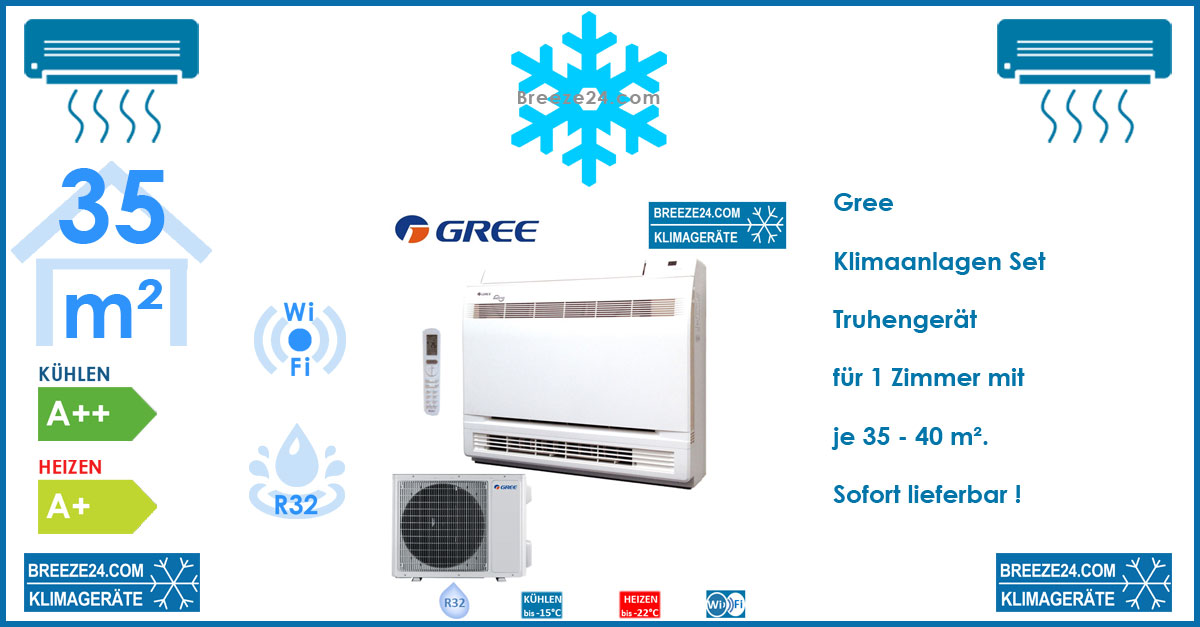 GREE Klimaanlage Truhengerät - GEH-12-K6-I + GEH-12-K6-0 R32 für 1 Zimmer mit 35 - 40 m² GREE Klimaanlage Truhengerät - GEH-12-K6-I + GEH-12-K6-0 R32 für 1 Zimmer mit 35 - 40 m²