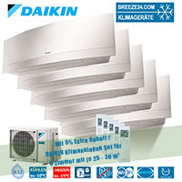 Daikin Klimaanlage Wandgeräte Emura - FTXJ25MW + Außengerät 5MXM90N R32 für 5 Zimmer mit 25 - 30 m²