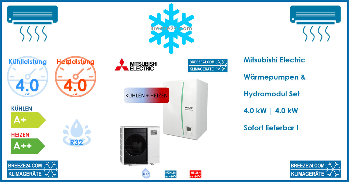 Mitsubishi Electric Set ERSD-VM2D Hydromodul + Wärmepumpe SUZ-SWM40VA | 4,0 kW | R32 Mitsubishi Electric Set ERSD-VM2D Hydromodul + Wärmepumpe SUZ-SWM40VA | 4,0 kW | R32