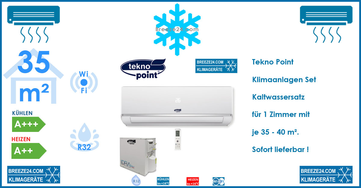 Tekno Point Set Wandgerät Eco Kaltwassersatz SKIV-12 + IDRA-E12H R32 Klimaanlage für 1 Zimmer Tekno Point Set Wandgerät Eco Kaltwassersatz SKIV-12 + IDRA-E12H R32 Klimaanlage für 1 Zimmer