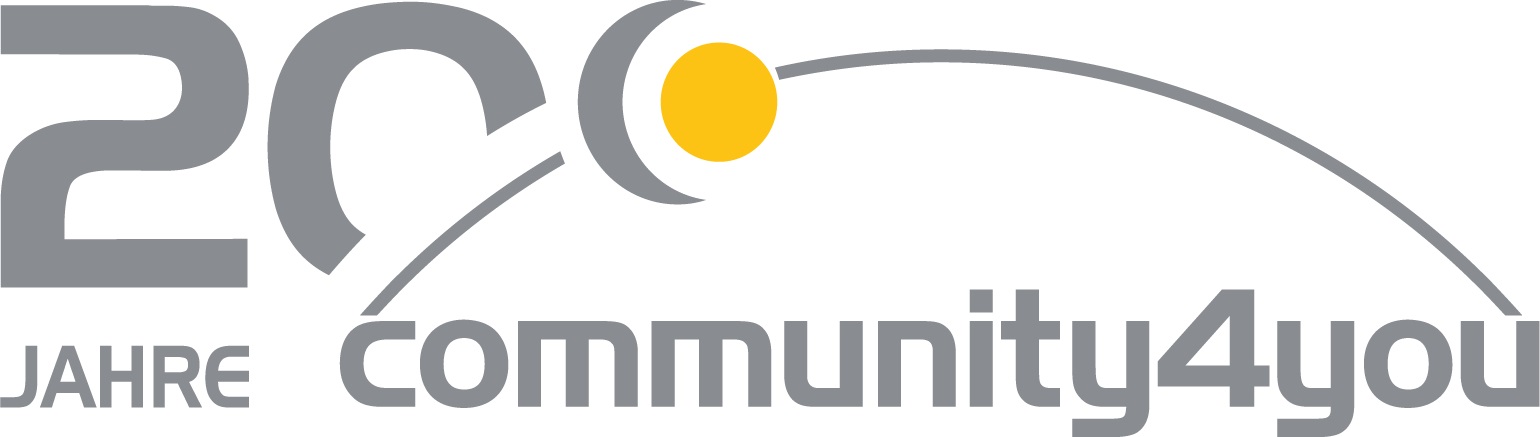 Jubiläumslogo der community4you AG Jubiläumslogo der community4you AG
