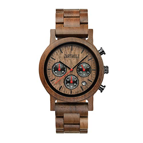 Zartholz Holzuhr Chronograph Damen + Herren Wallnuss