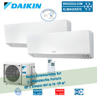 Daikin Klimaanlage Wandgeräte Perfera 2 x CTXM15R + 2MXM40N R32 für 2 Zimmer mit je 15 | 15 m² 