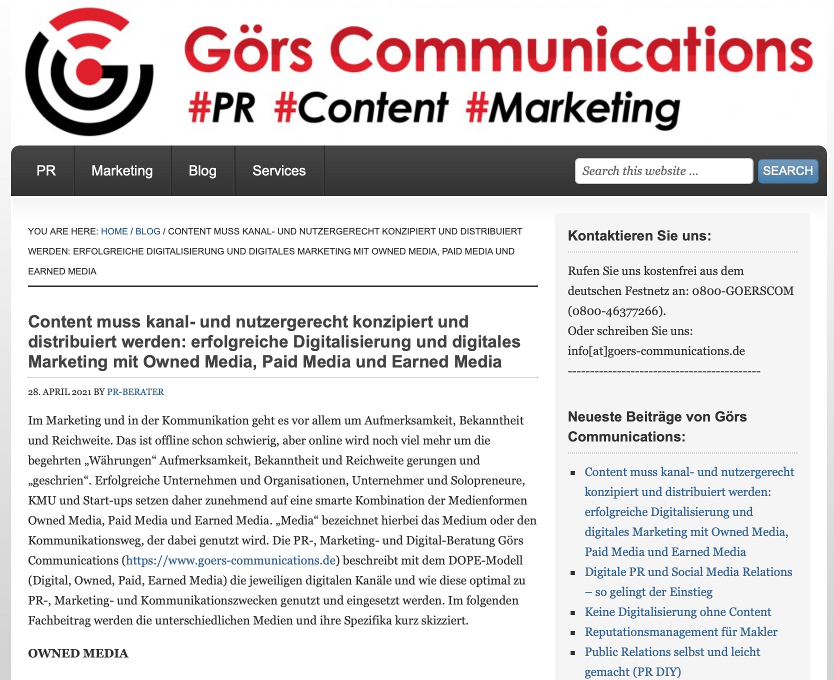 Erfolgreiche Digitalisierung, digitales Marketing& PR mit Owned Media, Paid Media und Earned Med