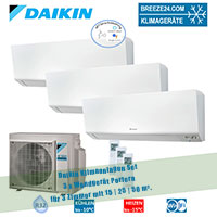 Daikin Klimaanlage 3 Wandgeräte Perfera CTXM15R + FTXM25R + FTXM50R + 3MXM68N R32 für 3 Zimmer