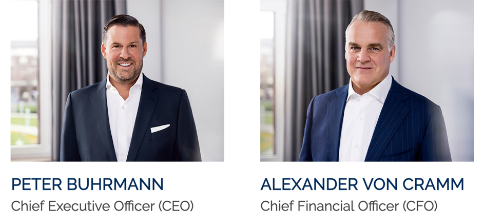 Alleingesellschafter Peter Buhrmann und Finanzgeschäftsführer Alexander Freiherr von Cramnn (Bildque