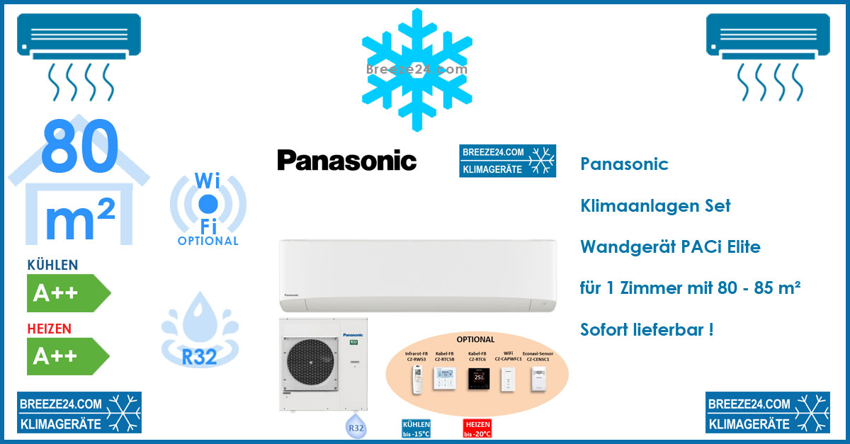 Panasonic Klimaanlage Wandgerät PACi Elite - S-6010PK3E + U-71PZH3E5 R32 für 1 Zimmer mit 80 - 85 m²