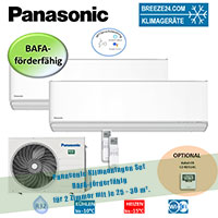 Panasonic Klimaanlagen Set für 2 Zimmer mit je 25 - 30 m² | BAFA-förderfähig