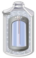 Mall-Pufferspeicher Solitherm zur unterirdischen Wärmelagerung für 3 bar Betriebsdruck. (Mall GmbH) Mall-Pufferspeicher Solitherm zur unterirdischen Wärmelagerung für 3 bar Betriebsdruck. (Mall GmbH)