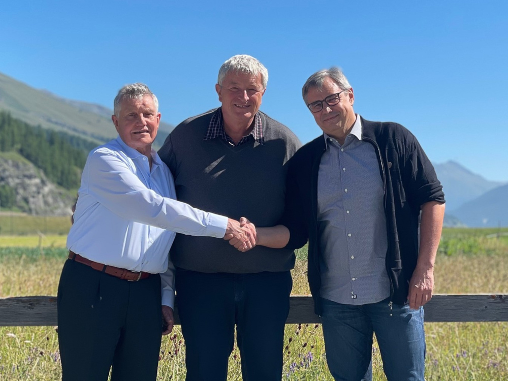 vlnr: Jürgen Kern, Verwaltungsrat; Andreas Danuser Präsident des Verwaltungsrats; Remo Viscardi, CEO