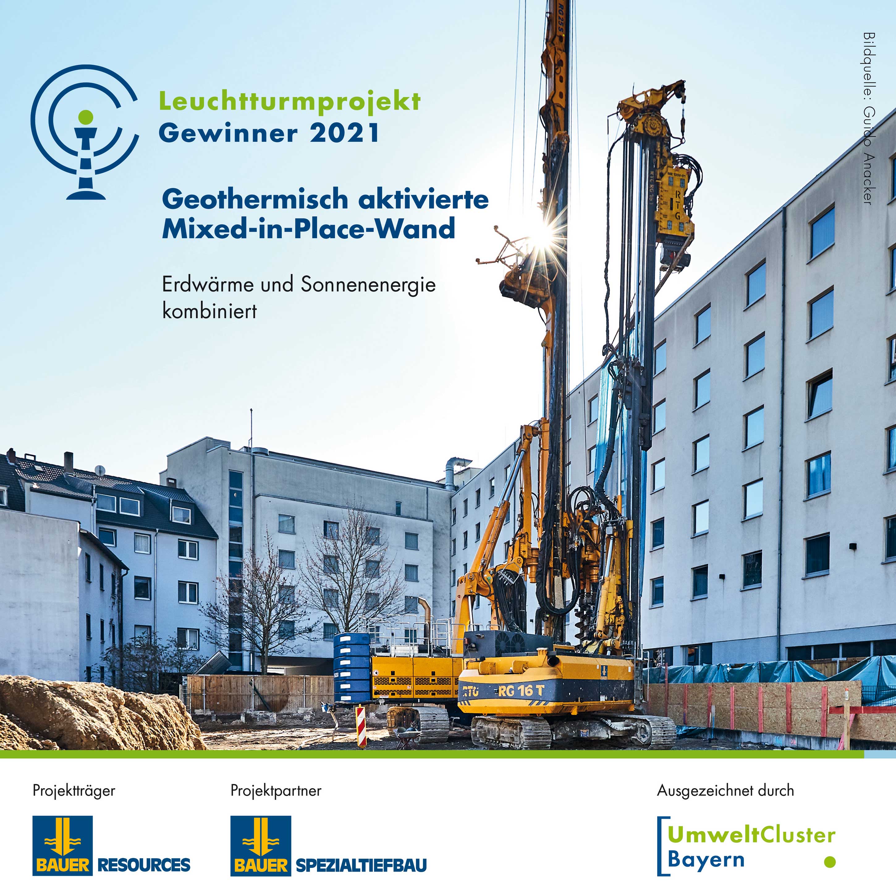 Der Umweltcluster Bayern verleiht Leuchtturmprojekt 2021 an die geothermischaktivierte Mixed-in-Pla 