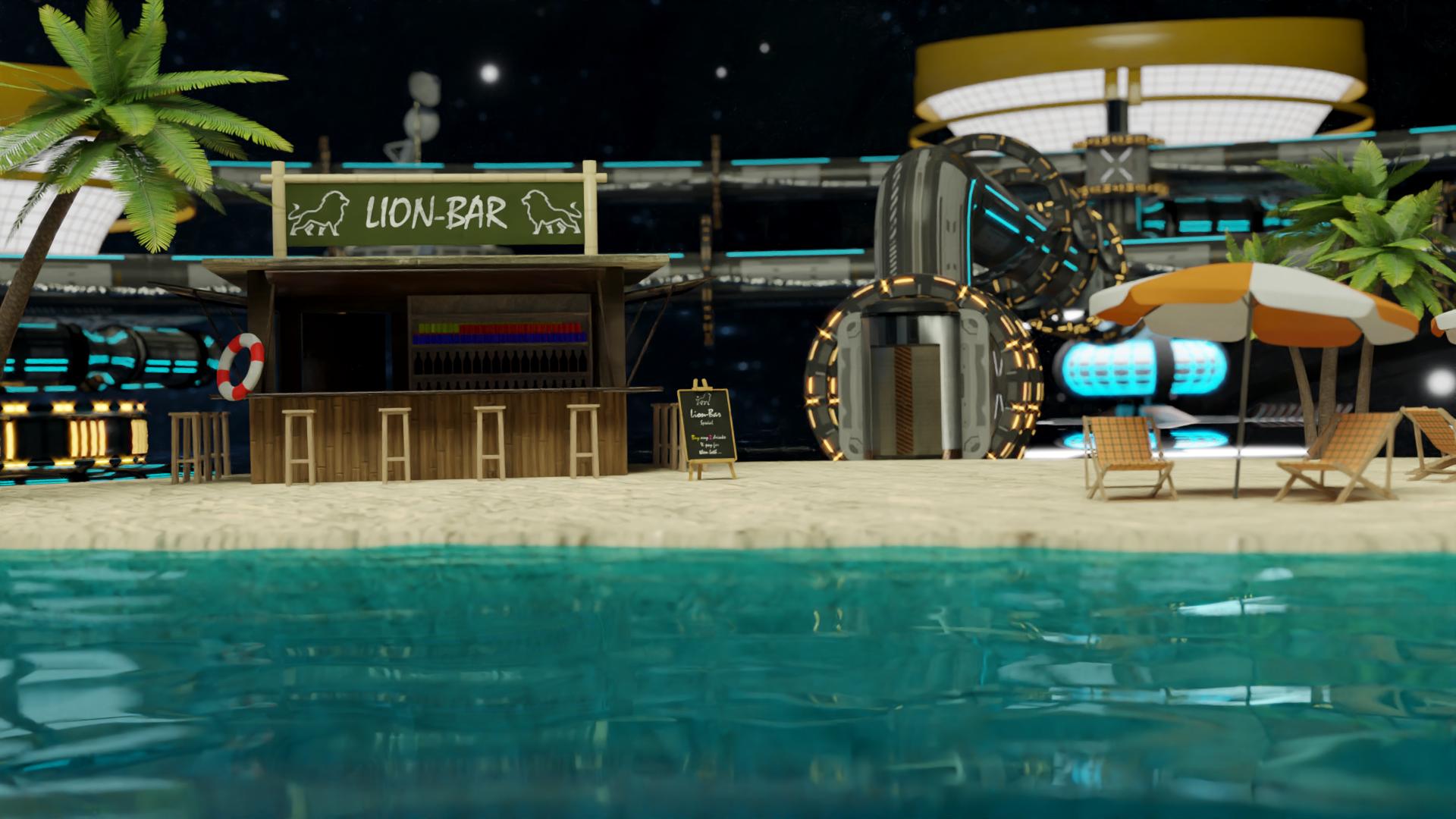 Wartet schon auf Gäste: die virtuelle Beach Bar beim digitalen 3D IT Kongress"ITSM Horizon"