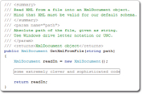 Positiv-Beispiel: Konkrete Kommentare machen die Quellcode-Dokumentation hilfreicher. Positiv-Beispiel: Konkrete Kommentare machen die Quellcode-Dokumentation hilfreicher.