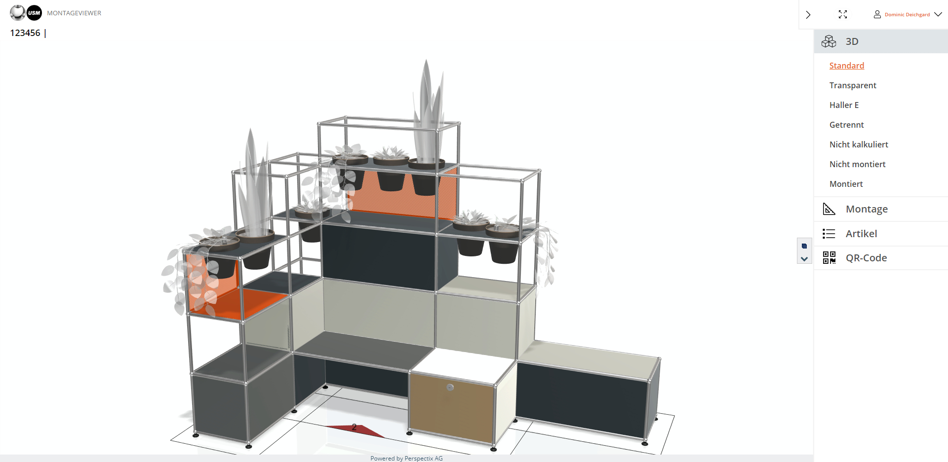 Mit 3D-Ansichten erleichtert der Montageviewer die Erfüllung von Kundenwünschen (Bildquelle: USM, M Mit 3D-Ansichten erleichtert der Montageviewer die Erfüllung von Kundenwünschen (Bildquelle: USM, M