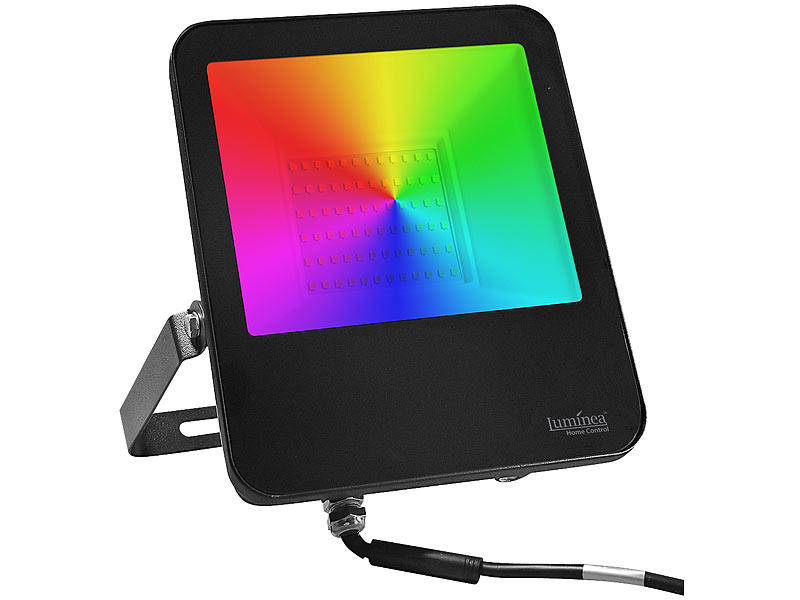 Luminea Home Control WLAN-Fluter LED-400, RGB-CCT-LEDs, App, Sprachsteuerung, 4.000 lm, www.pearl.de Luminea Home Control WLAN-Fluter LED-400, RGB-CCT-LEDs, App, Sprachsteuerung, 4.000 lm, www.pearl.de