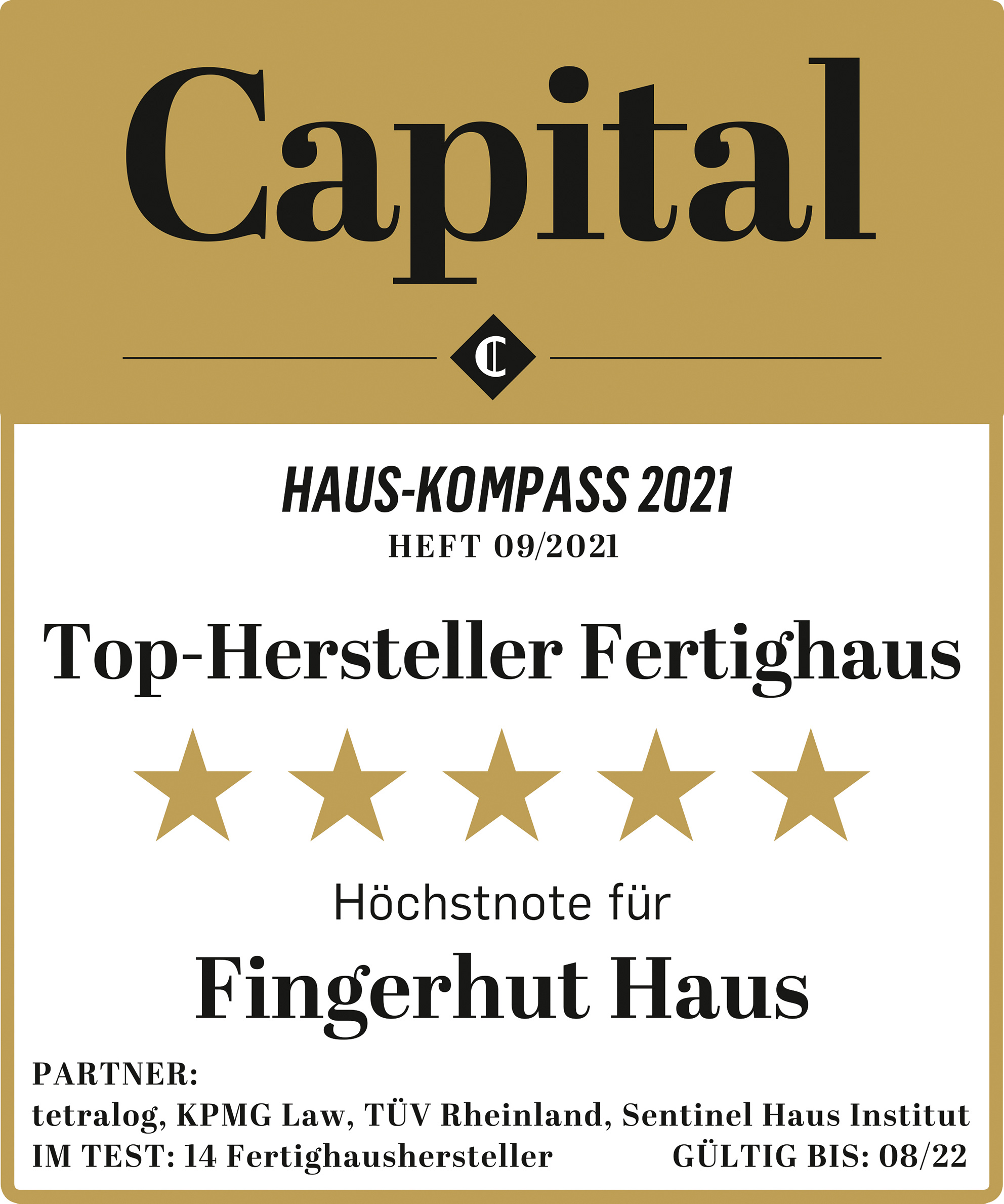 Top-Hersteller: Platz 1 für Fingerhut Haus im„Capital Haus-Kompass“