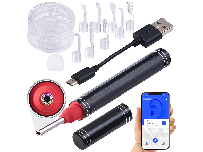 newgen medicals WLAN-Ohrreiniger mit Full-HD-Kamera, App-Live-View& 8 Aufsätzen, www.pearl.de