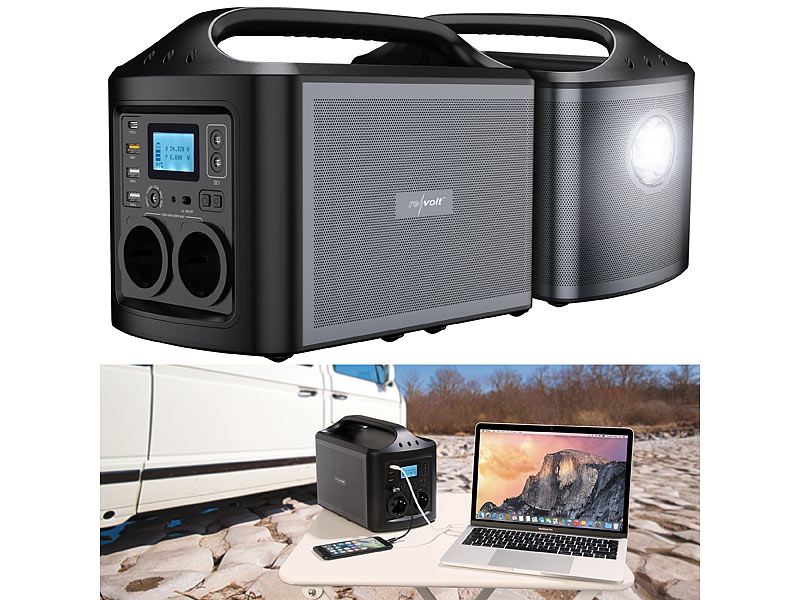 revolt Powerbank& Solar-Konverter HSG-561, 156 Ah, 2x 230 Volt, www.pearl.de revolt Powerbank& Solar-Konverter HSG-561, 156 Ah, 2x 230 Volt, www.pearl.de