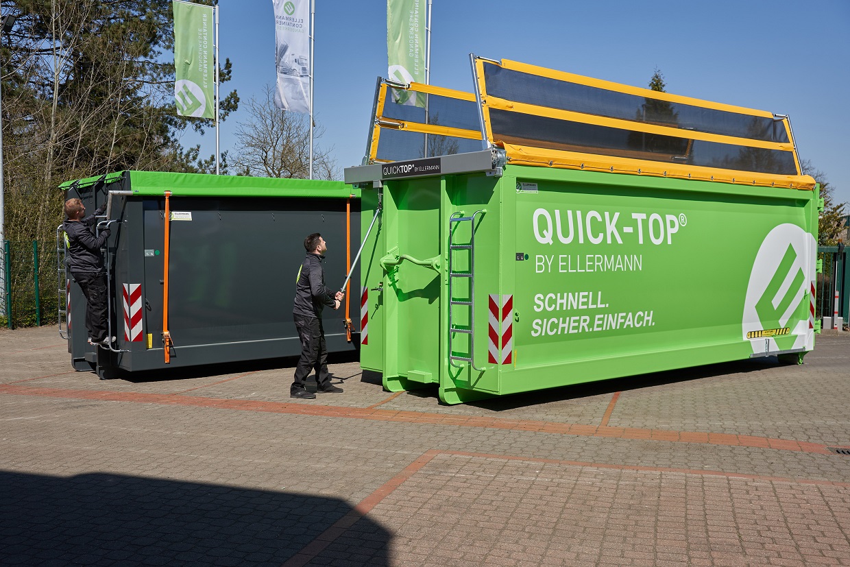 In nur rund 19 Sekunden ist die Containerabdeckung geöffnet oder geschlossen.