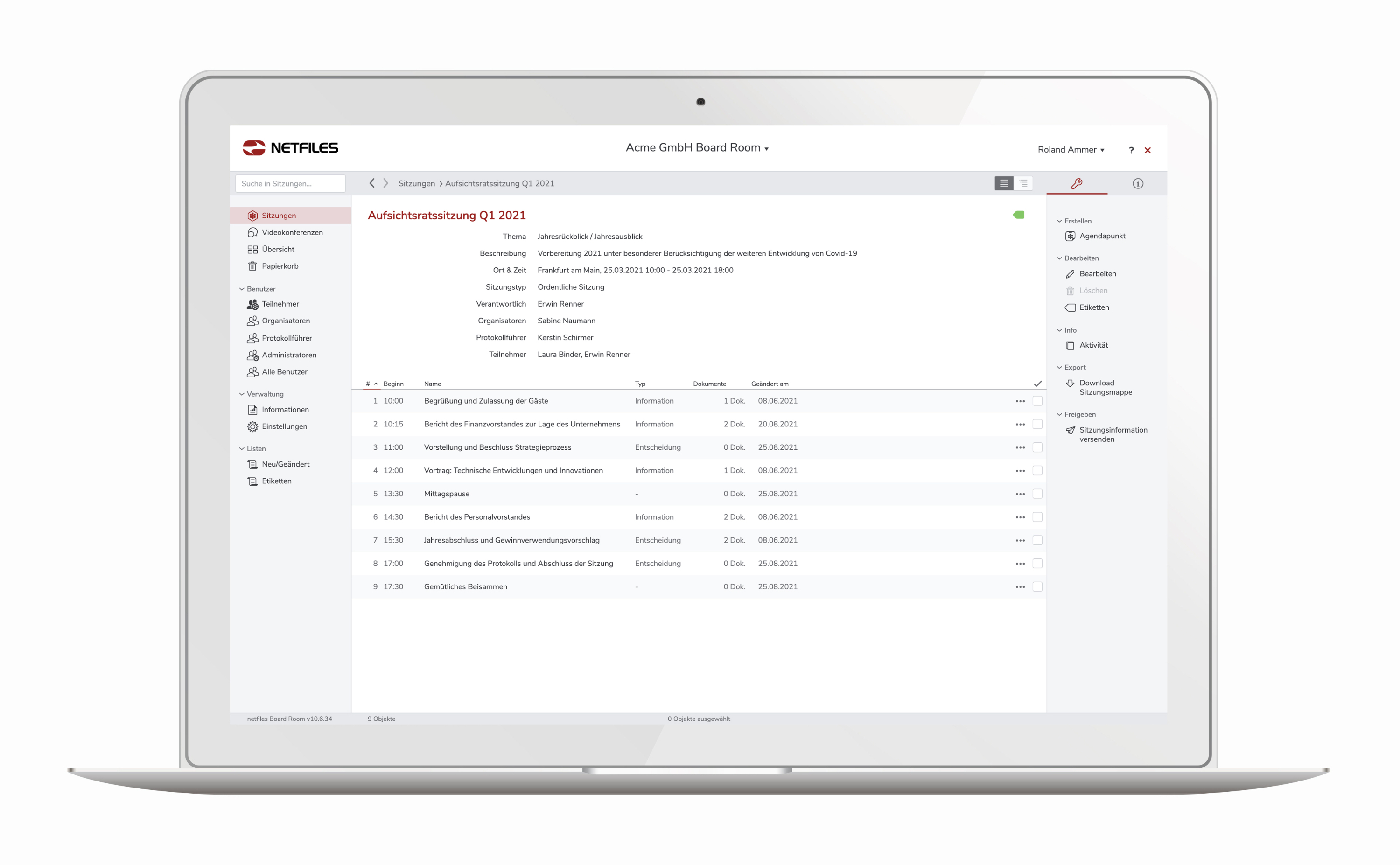 netfiles Board Room - Sicherer Datenraum für effizientes Sitzungsmanagement
