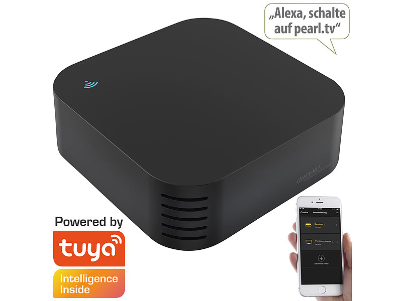 auvisio Lernfähige IR-Fernbedienung URC-180.app, Temperatur-/Luftfeuchtesensor, www.pearl.de