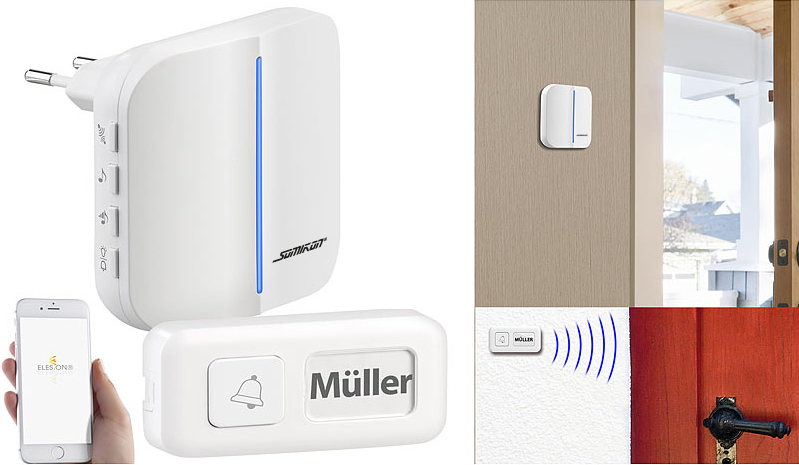 Somikon WLAN-Steckdosen-Empfänger FTK-200 und Funk-Klingelknopf FTK-201, www.pearl.de