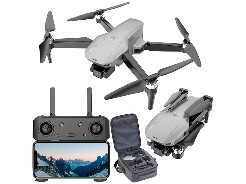 Simulus Faltbare GPS-Drohne GH-270.fpv mit 4K-Cam, 3-Achsen-Gimbal, Brushless-Motor, www.pearl.de Simulus Faltbare GPS-Drohne GH-270.fpv mit 4K-Cam, 3-Achsen-Gimbal, Brushless-Motor, www.pearl.de