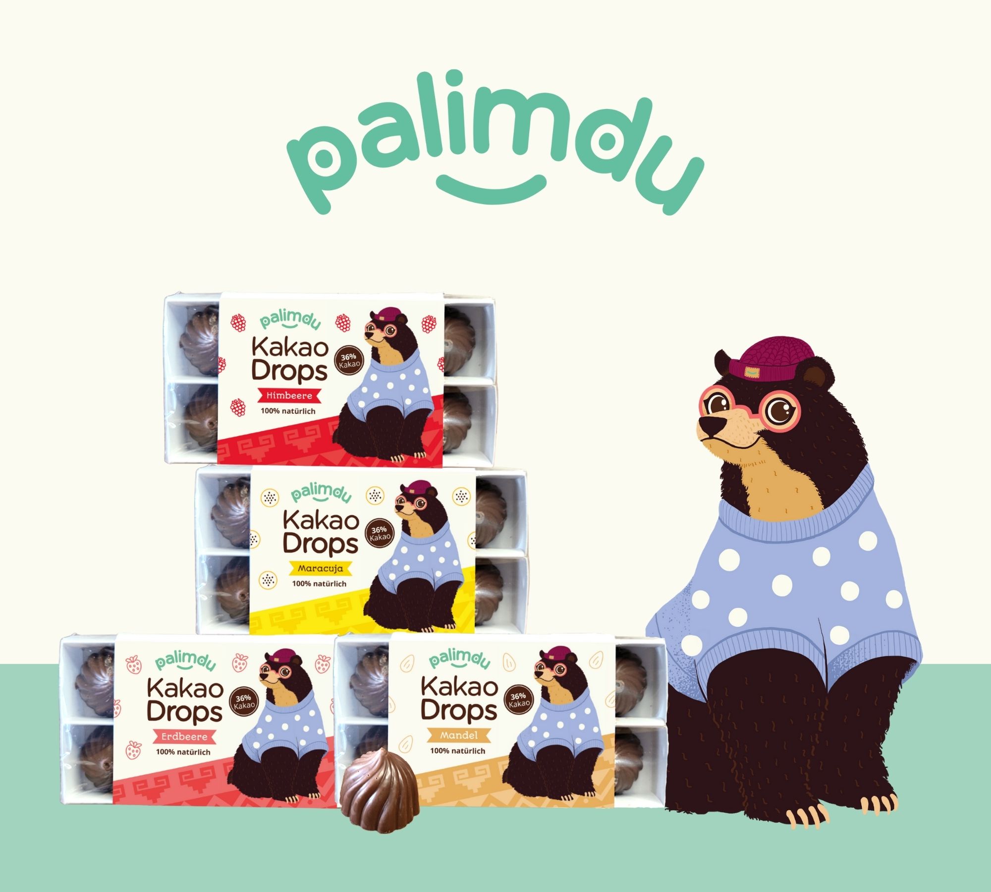 Die palimdu Drops gibt es in vier leckeren Sorten - Erdbeere, Himbeere, Mandel und Maracuja Die palimdu Drops gibt es in vier leckeren Sorten - Erdbeere, Himbeere, Mandel und Maracuja