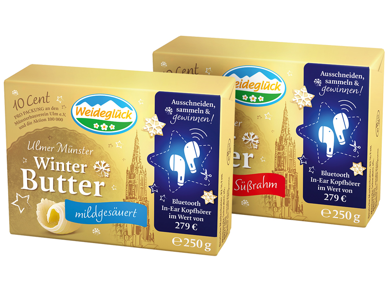 Weideglück Ulmer Münster Winterbutter: Ideal fürs Backen in der Vorweihnachtszeit. (Bildquelle: Milc Weideglück Ulmer Münster Winterbutter: Ideal fürs Backen in der Vorweihnachtszeit. (Bildquelle: Milc