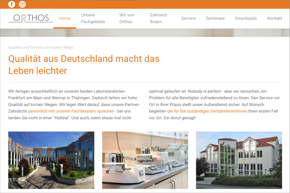 formativ.net erstellt verschiedene Websites und Internetanwendungen für Orthos Fachlabor