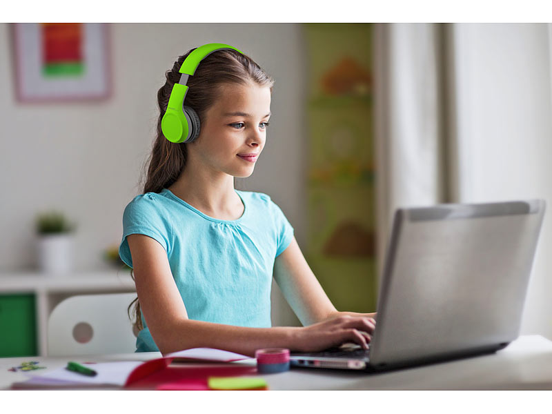 auvisio Over-Ear-Stereo-Headset OHS-240 für Kinder, Lautstärke-Begrenzung, Bluetooth 5, www.pearl.de