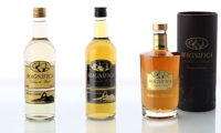 Das Sortiment von Cachaça Magnífica: Tradicional, Envelhecida und Reserva Soleira.