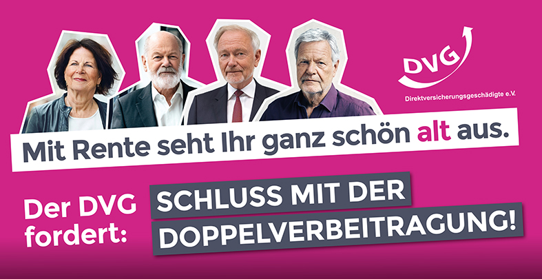 Transparent mit den „alten“ Konterfeis der Koalitionäre: „In der Rente seht Ihr ganz schön alt aus.“ Transparent mit den „alten“ Konterfeis der Koalitionäre: „In der Rente seht Ihr ganz schön alt aus.“