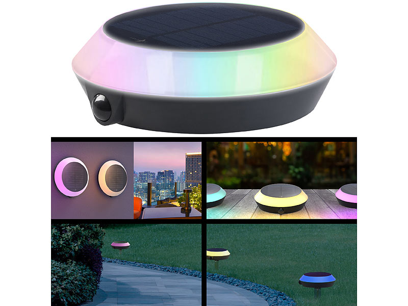 Lunartec Solar-Outdoor-Leuchte mit RGB-CCT-LEDs, Bewegungssensor, App, 90 lm, www.pearl.de Lunartec Solar-Outdoor-Leuchte mit RGB-CCT-LEDs, Bewegungssensor, App, 90 lm, www.pearl.de
