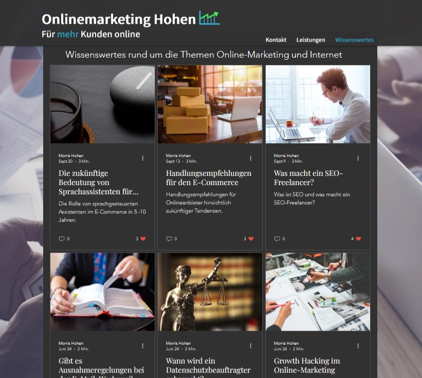 Blog Wissenswertes zu Onlinemarketing und Internet