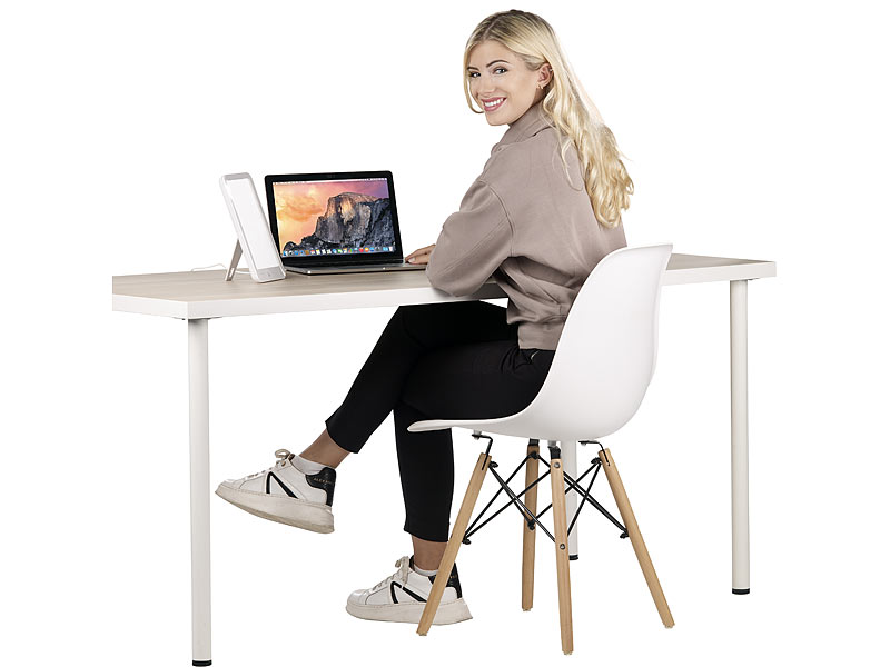 Lunartec CCT-LED-Tageslichtlampe, 10.000 Lux, dimmbar, Timer, USB-C, 3000-6500K, www.pearl.de Lunartec CCT-LED-Tageslichtlampe, 10.000 Lux, dimmbar, Timer, USB-C, 3000-6500K, www.pearl.de