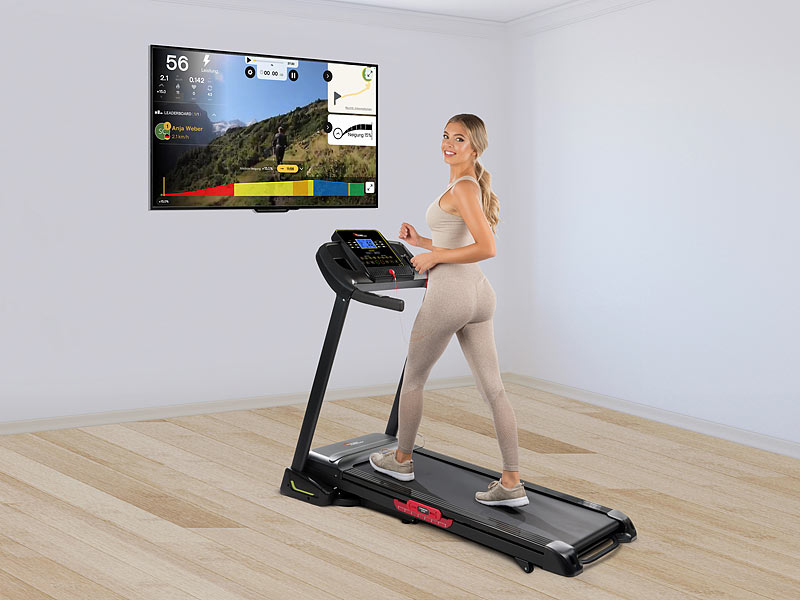 newgen medicals Profi-Laufband LF-522 mit Bluetooth& App, XXL-Lauffläche, 16 km/h, www.pearl.de