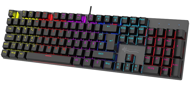 GeneralKeys Mechanische Metall-Gaming-Tastatur, RGB-Licht, Anti-Ghosting, IP45, www.pearl.de GeneralKeys Mechanische Metall-Gaming-Tastatur, RGB-Licht, Anti-Ghosting, IP45, www.pearl.de