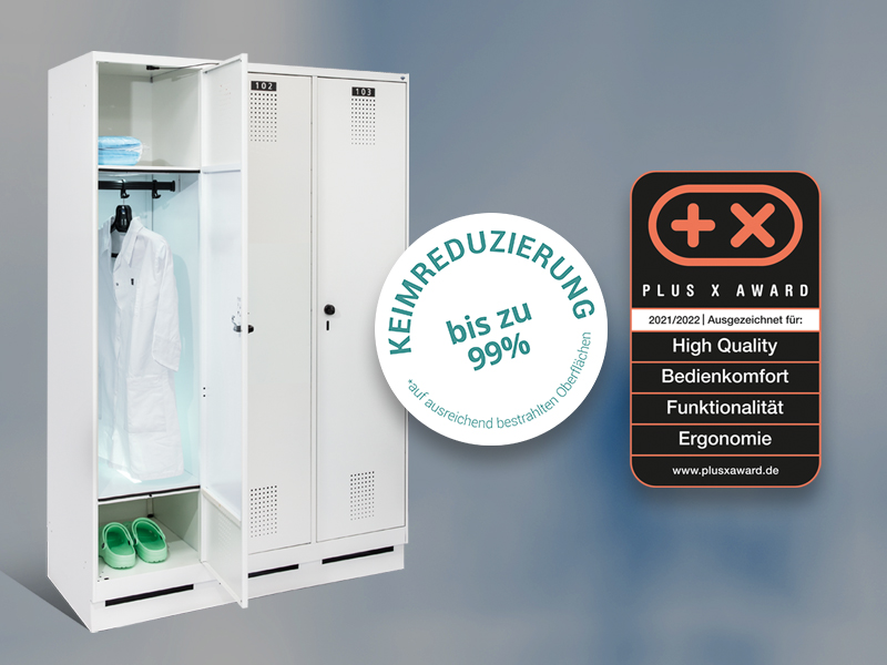 PLUS X AWARD für den C + P UV-C Garderobenschrank PLUS X AWARD für den C + P UV-C Garderobenschrank