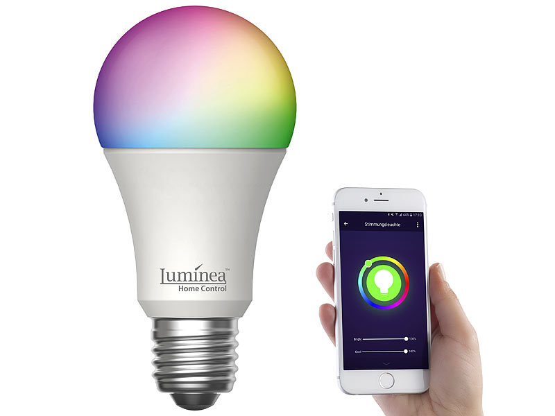 Lumina Home Control WLAN-LED-Lampen E27, RGB-CCT (ZX-5136 und ZX-5137), www.pearl.de Lumina Home Control WLAN-LED-Lampen E27, RGB-CCT (ZX-5136 und ZX-5137), www.pearl.de