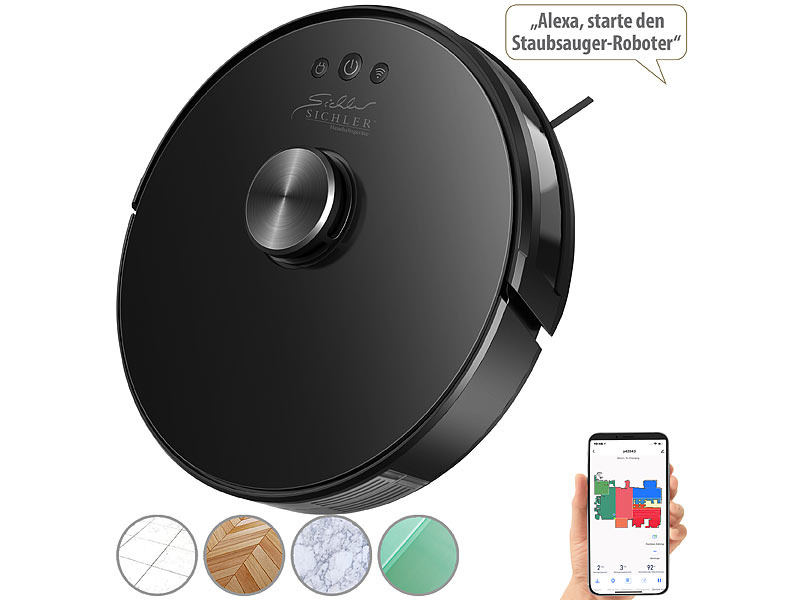 Sichler Haushaltsgeräte WLAN-Saug-& Wischroboter PCR-3200, www.pearl.de