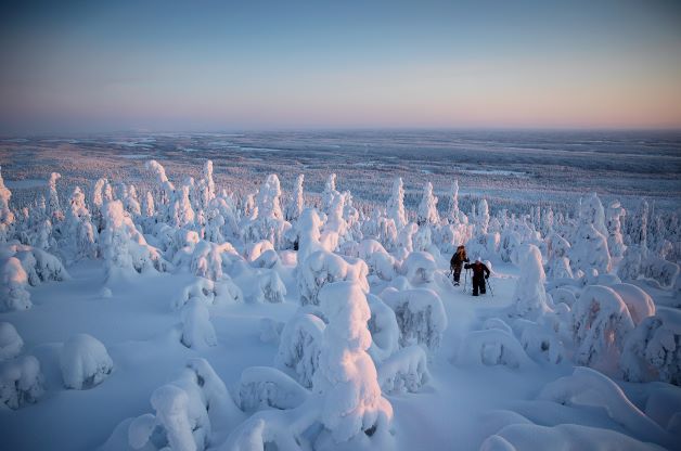 Schneeschuhwandern ist eines der Winterabenteuer, das Outdoorfans in Finnisch Lappland erleben (Bild